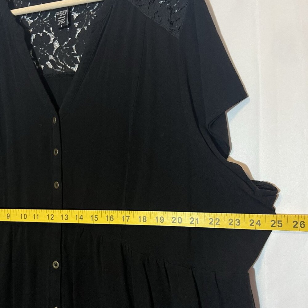 Torrid 4 Women Top Plus Size 4X Black Stretch Short Sleeve Lightweight Lace - Picture 6 of 9